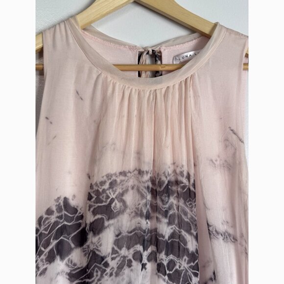 Luna Luz Medium Silk Dress Blush Gray Tie Dye Layered Hem Fairy Soft Girl Flowy - Picture 4 of 9